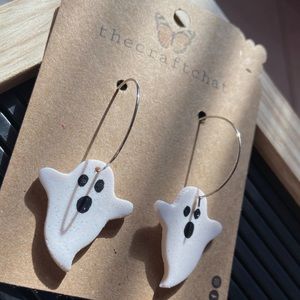 Polymer clay Ghost hoop earrings